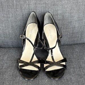 Nine West Black Patent T-Strap Heels | Size 6.5 | Good Condition